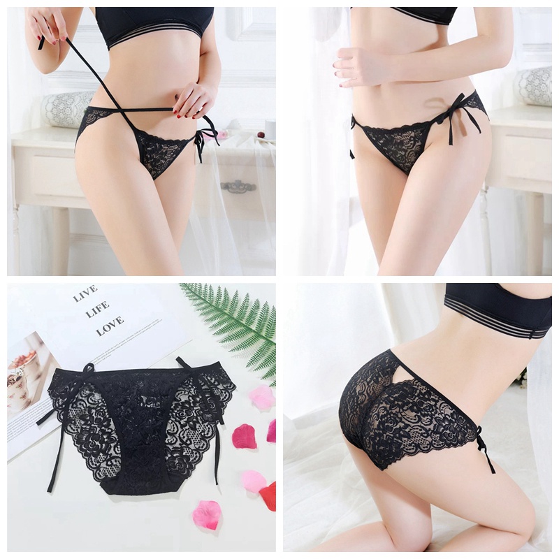 Celana Dalam Brief Wanita Renda G String Seksi Cd Berongga Pinggang Rendah Celana Lace ukuran Besar 3C221