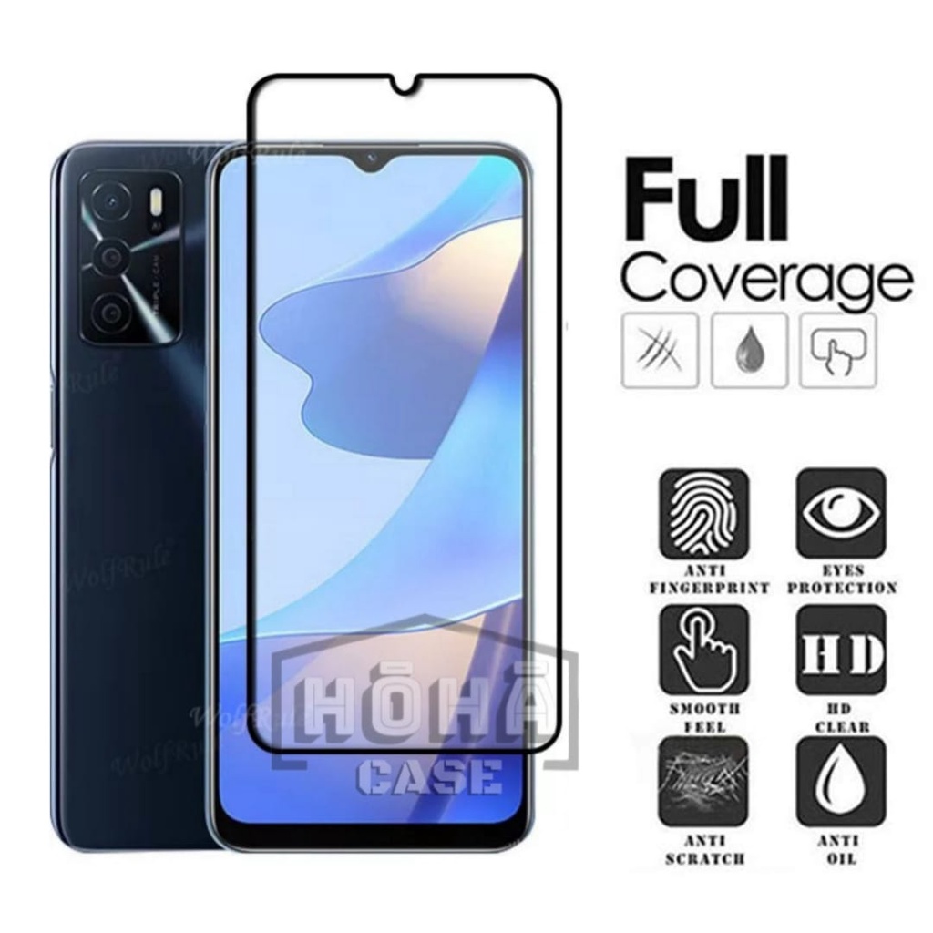 PROMO 2in1 Tempered Glass Oppo A16 TG Layar FULL COVER Black Premium Free GarSkin Carbon flexible