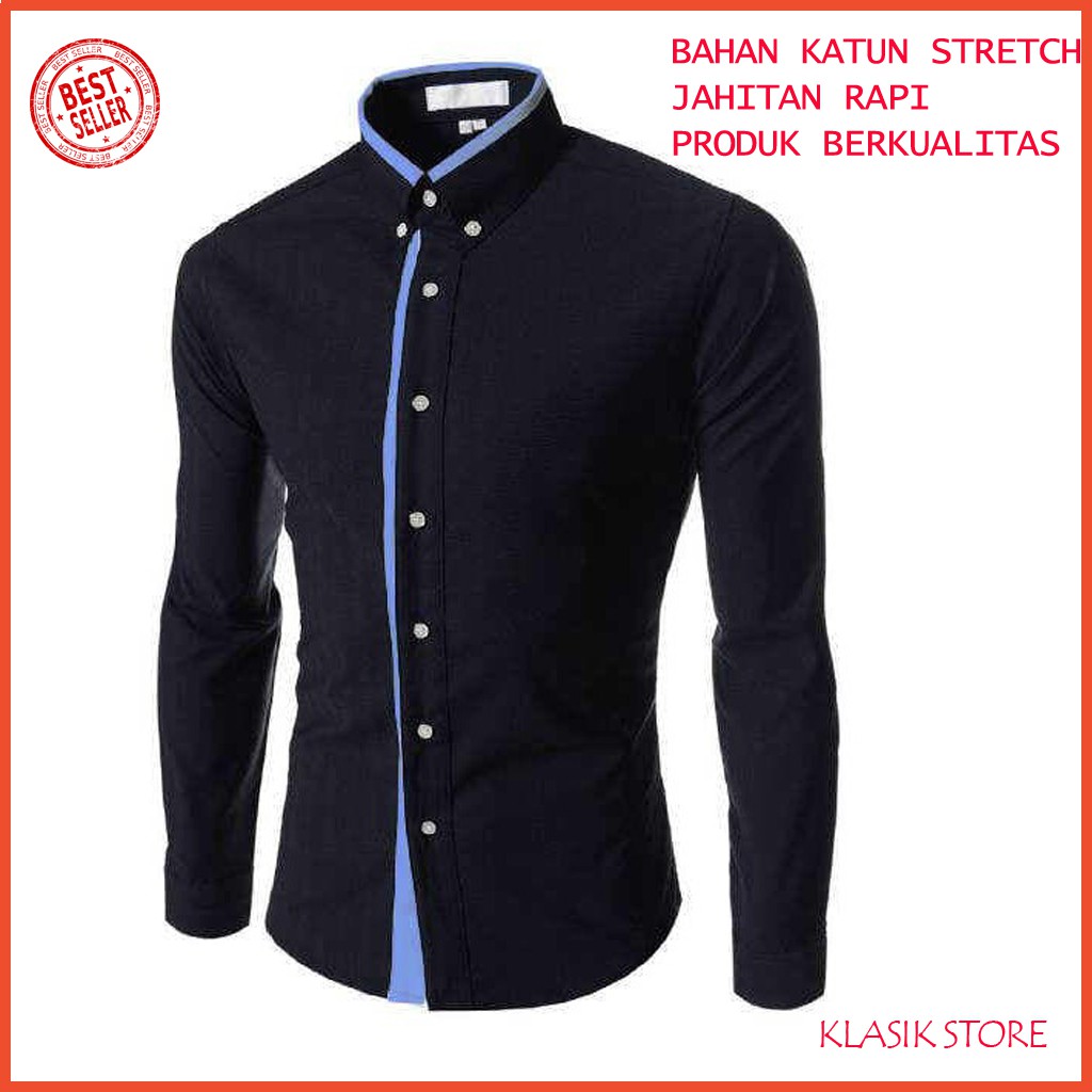 M231 Kemeja Pria Basic Combination Cotton Rich Lengan Pendek L4Y4 Kemeja Army Polos Batik Panjang