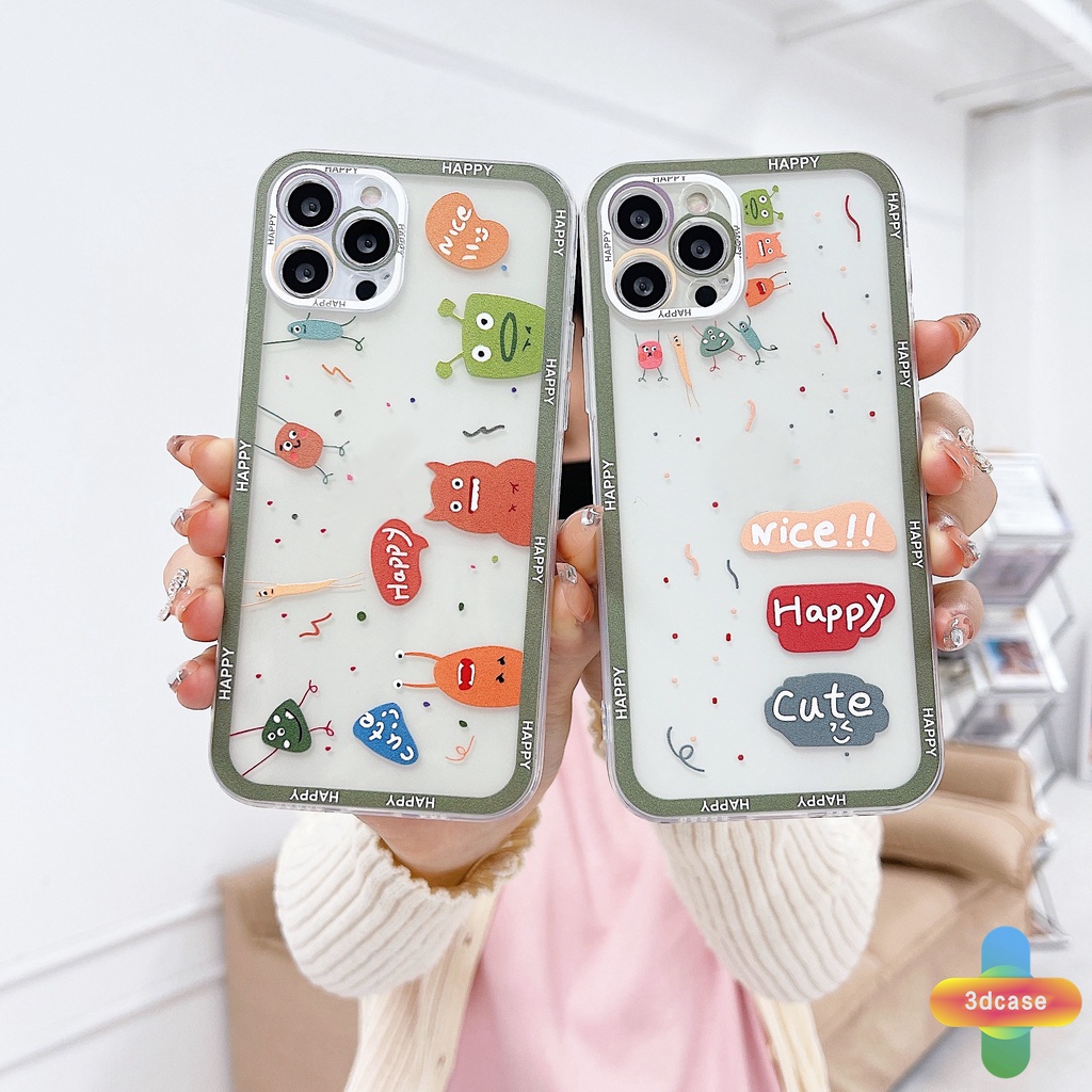 Casing Soft Case Compatible For IPhone 7 Plus 11 6 6S 8 Plus XR 11 12 13 PRO MAX 11 12 13 mini X XS MAX Se 2020 6SPlus 7Plus 6Plus 8Plus XSMAX A15 A16 A9 A5 A7 A5S Y12 Y20 Y15S A12 A03 Cute Cartoon Monster Transparent Phone Case