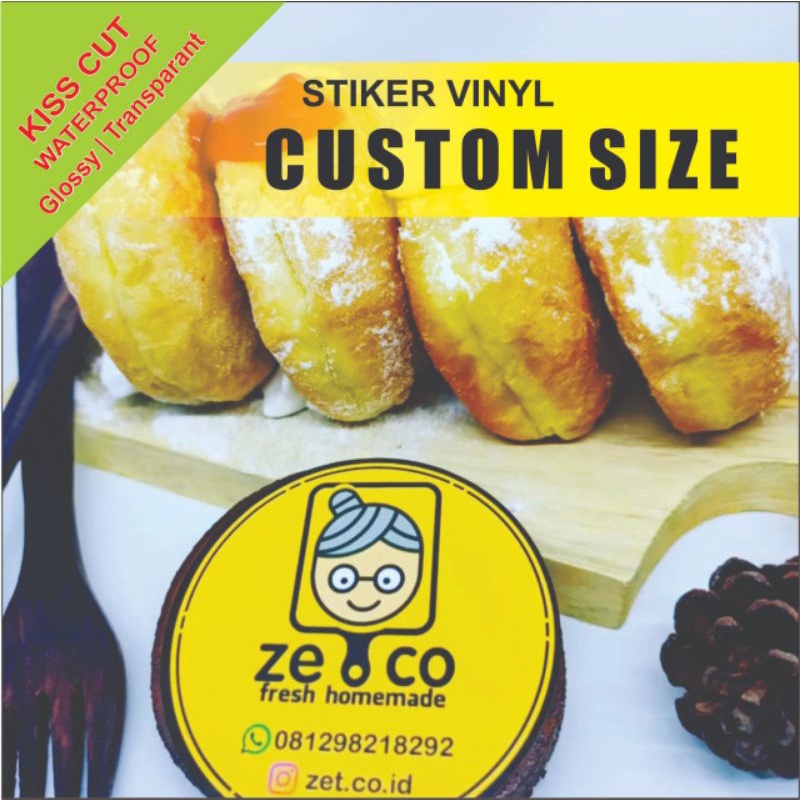 

Custom cetak stiker Label Kemasan / Merk Dagang / Usaha ¹/² Meter