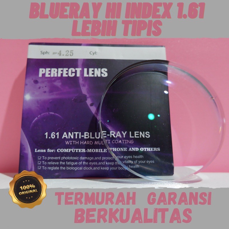 Lensa Kacamata Anti Blueray HI index 1.61 ( Tipis )