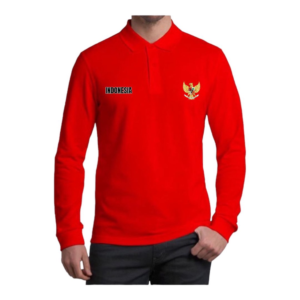 Kaospolos - Kaos kerah pria lengan panjang | kaos polo shirt distro logo Garuda Indonesia