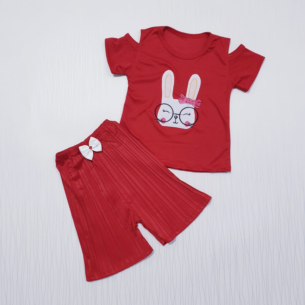 setelan pakaian plisket anak perempuan baju baby  gracia set anak