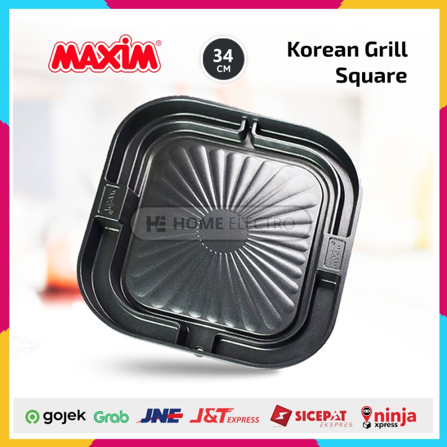 Maxim Korean Square Grill 34 cm Black Diamond Coating Alat Panggang