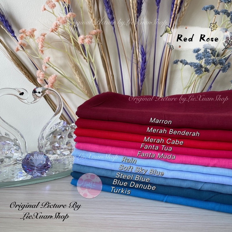 Kerudung Paris Polos Segi Empat Murah ORI Seri RED ROSE