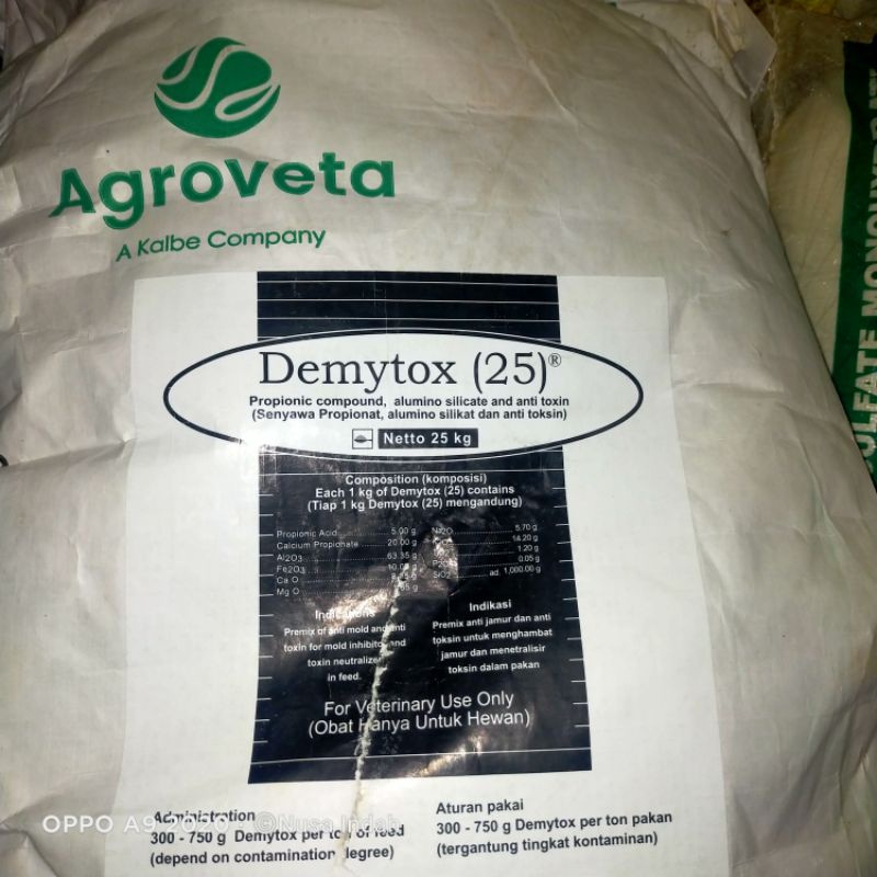 Demytox Anti Jamur & Anti Toksin pakan Ternak kemasan Zak 25kg
