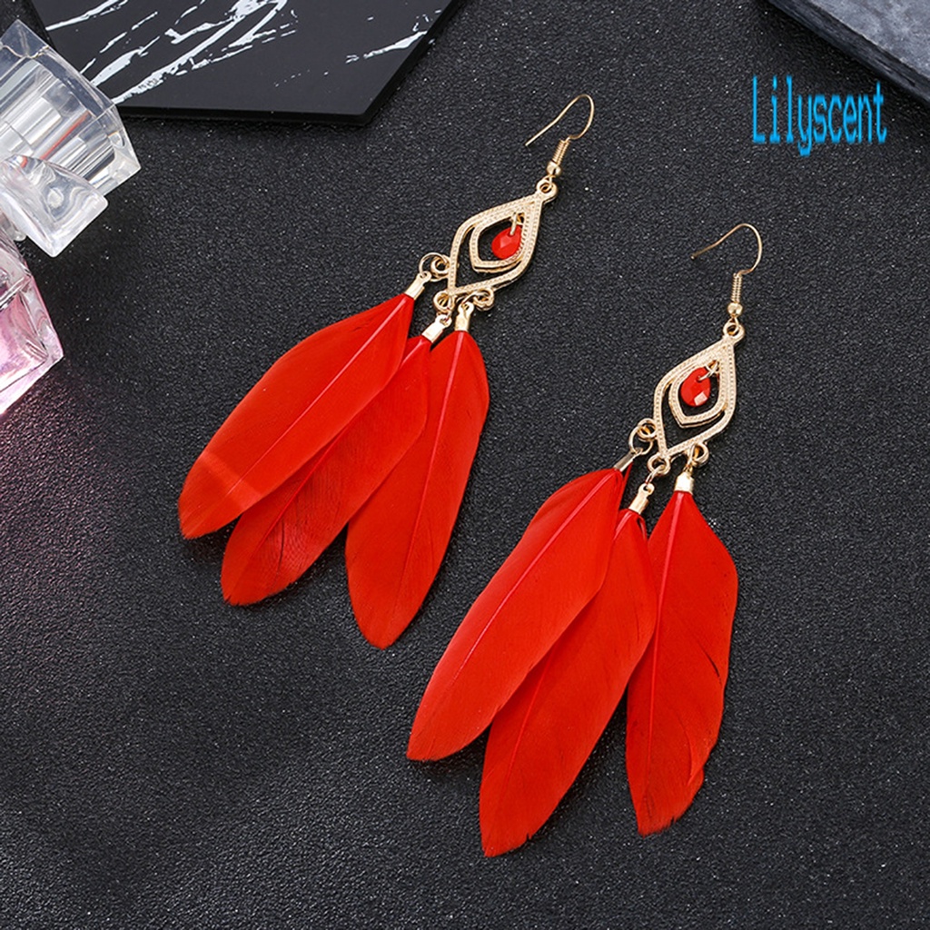 Ls Anting Kait Gantung Wanita Desain Bulu Sintetis + Rumbai Gaya Bohemian Kreatif Untuk Prom