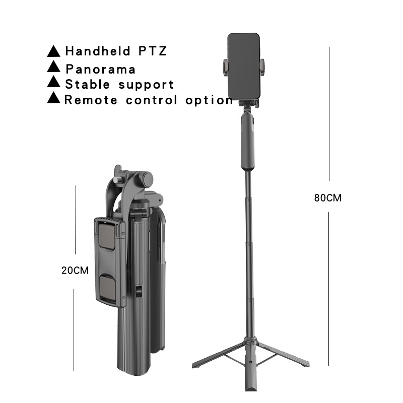 MIXIO A61 Tongsis Bluetooth / Tripod Stabilizer Gimbal Selfie Stick - 80cm/160cm-80cm