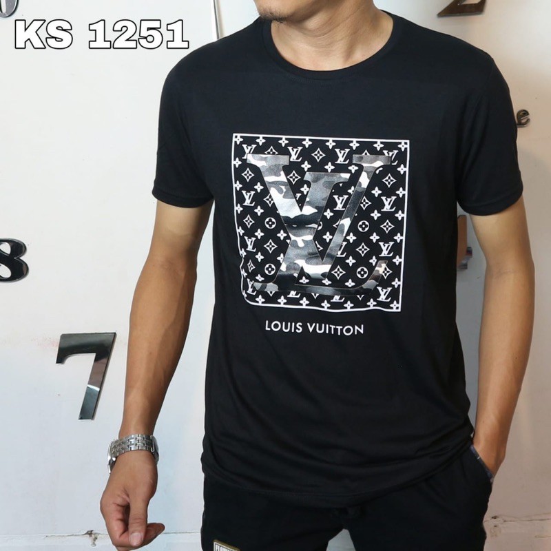 Baju kaos distro pria LV kombinasi atasan cowok kekinian combad 30s premium quality murah