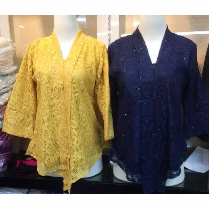 Kebaya Kutubaru Floy Brokat / Kebaya Brokat / WARNA GREY / NAVY / MAROON / PUTIH / HITAM / MOCCA ...