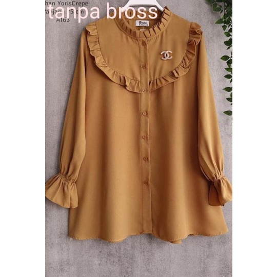 ATASAN KERAH REMPEL/BAJU ATASAN WANITA/ ATASAN WANITA/ATASAN PEREMPUAN/ ATASAN REMAJA CASUAL / PAKAIAN WANITA-mustard