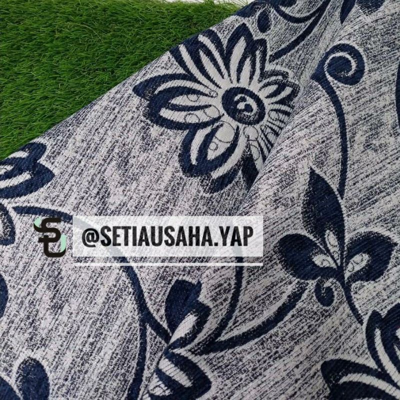 Kain sofa motif bunga floral biru gaya minimalis - kursi makan, table runner, cushion cover, pillow 