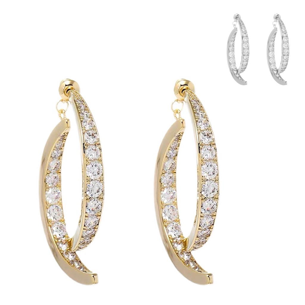 Hu Hu Hu Hu Hu Alat Bantu Pasang Kacamata♡ 1 Pasang Anting Tusuk Gantung Wanita Desain Salib Berkilau Ringan Untuk Banquet