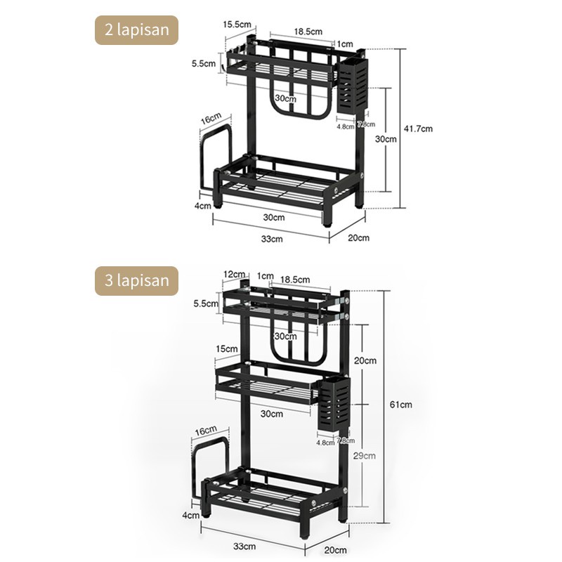 Rak Bumbu Dapur 3 Tingkat Penyimpanan Bumbu Penyelenggara Rak Susun Stainless Steel Rak Bumbu Dapur Tempat Bumbu Rak Penyimpanan Dapur Stainless Steel 3 Tingkat Tier Rak Botol Rempah-rempah