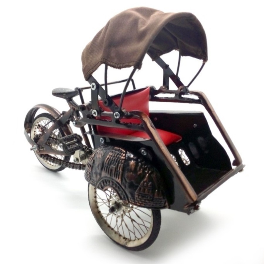 Miniatur Becak Jawa /Becak Jogja / Becak Surabaya / Besi 29x10x20cm