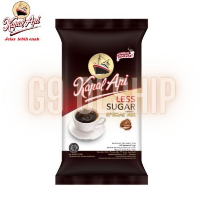 Jual KOPI KAPAL API LESS SUGAR SPECIAL MIX 1 PACK ISI 10 X 20 GRAM