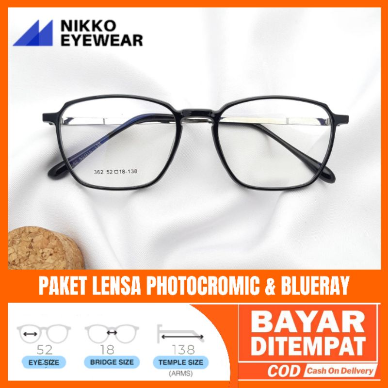 Paket Kacamata 362 Lensa Antiradiasi Photocromic Blueray