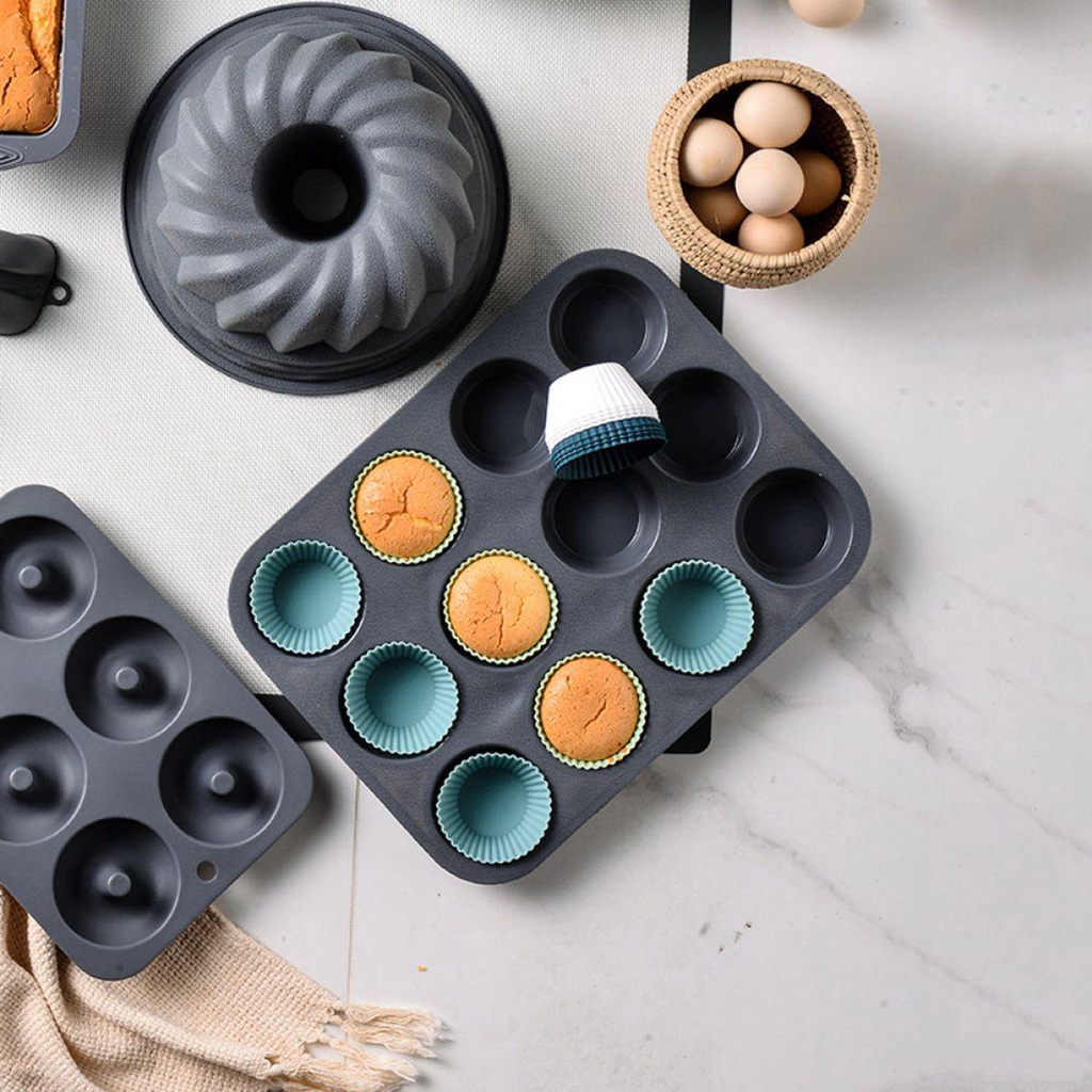 [Elegan] Cupcake Liner Bakeware Masak Dapur DIY Reusable Silicone Baking Tool