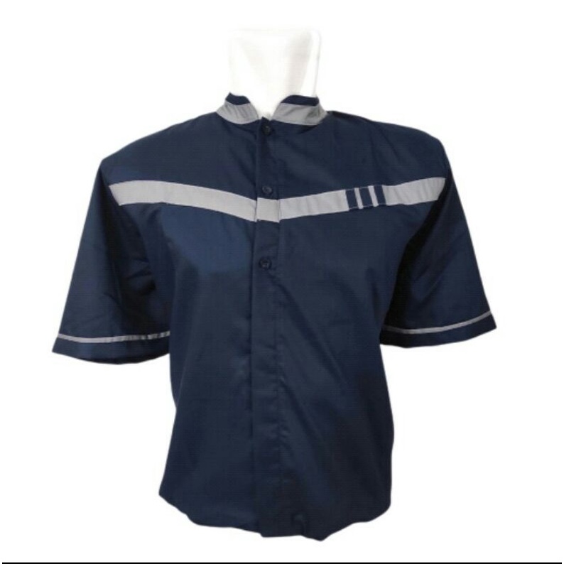 Kemeja koko katun toyobo premium polos pendek kombinasi biru dongker navy abu ukuran M L XL 2XL 3XL 