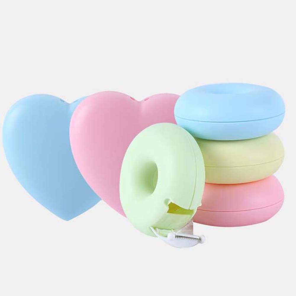 QUINTON Fashion Masking Tape Cutter School Tape Split Tape Cutter Love Heart Tape Storage Organizer Cute Candy Color Paper Stationery Tape Dispenser/Multicolor