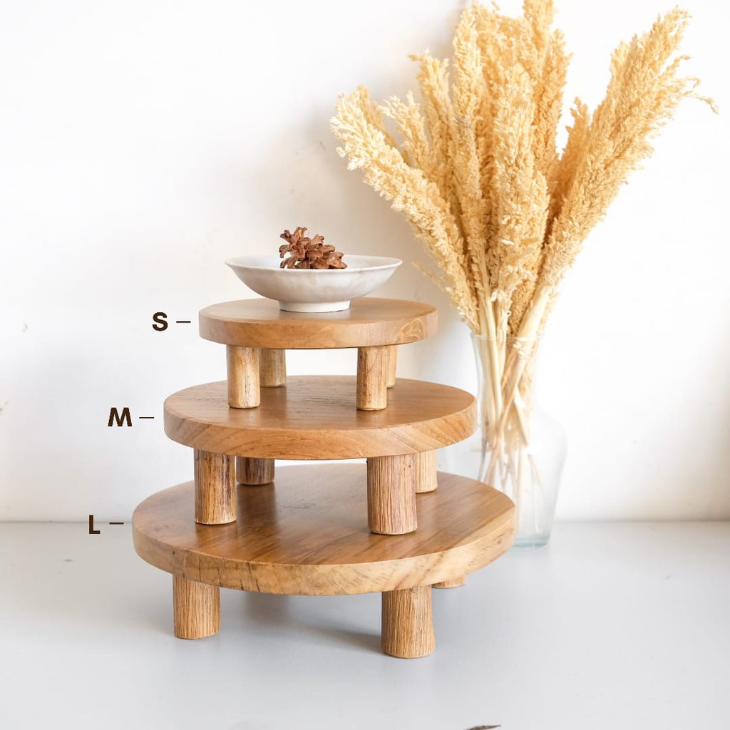 Dekayu - Talenan Kaki Bulat M | Talenan Kayu Jati | Talenan Multifungsi | Wooden Cuting Board | Prop