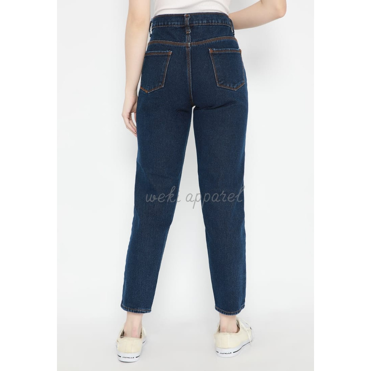 Weki Jeans Boyfriend Wanita Navy