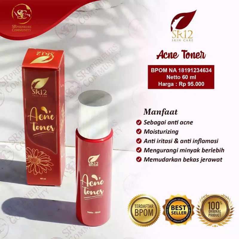 ACNE TONER SR12/ TONER JERAWAT/ TONER JERAWAT BERUNTUS/ REGENERASI KULIT MATI/ AMAN BERSTANDART BPOM