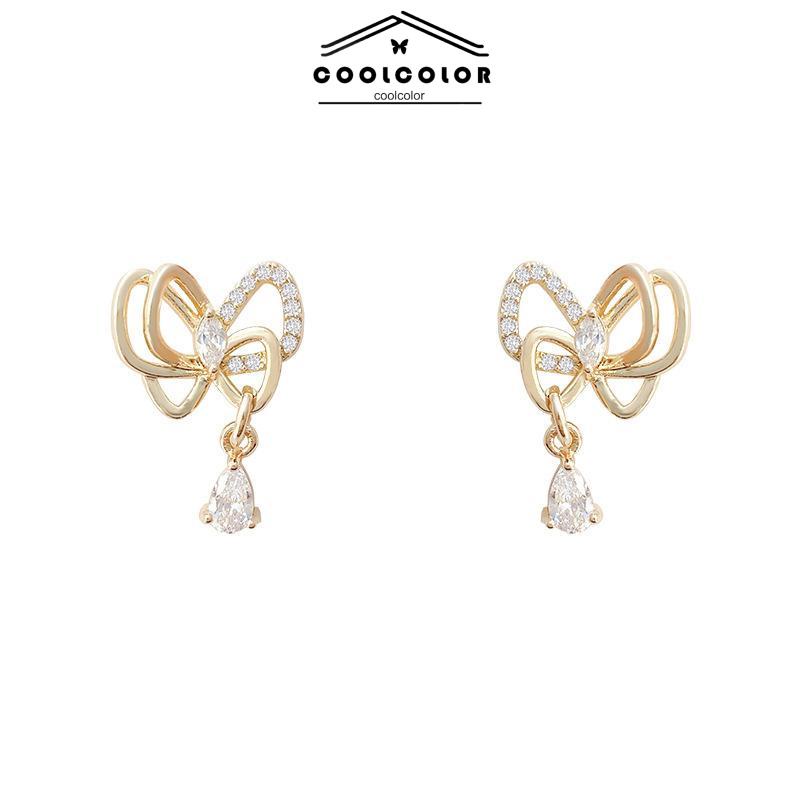 COD✨1 pasang Anting Stud Kristal Busur Korea Kupu-Kupu Tidak Ada Karat Aan Tidak  Fashion Murah Impor Aksesoris 2022 Terbaru Hadiah Ulang