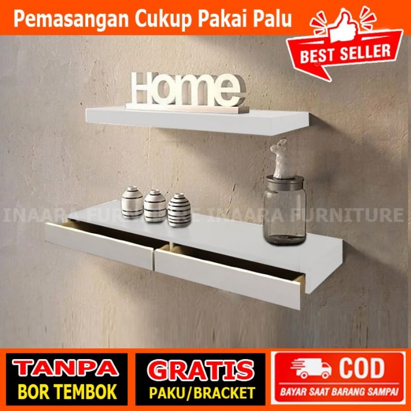 Rak Dinding laci Minimalis | Rak Dinding Ambalan laci Putih