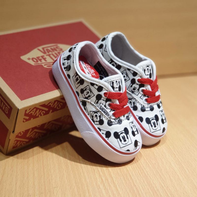 SEPATU ANAK ANAK PEREMPUAN VANS AUTHENTIC MICKEY TALI MERAH