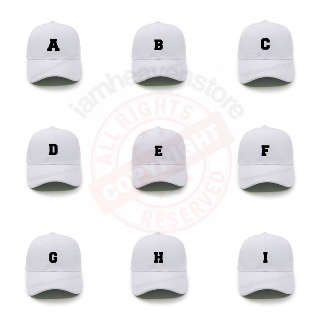 Topi Baseball Putih Abjad Huruf Teks Alphabet A B C D E F G H I J K L M N O P Q R S T U V W X Y Z Basebalcap White