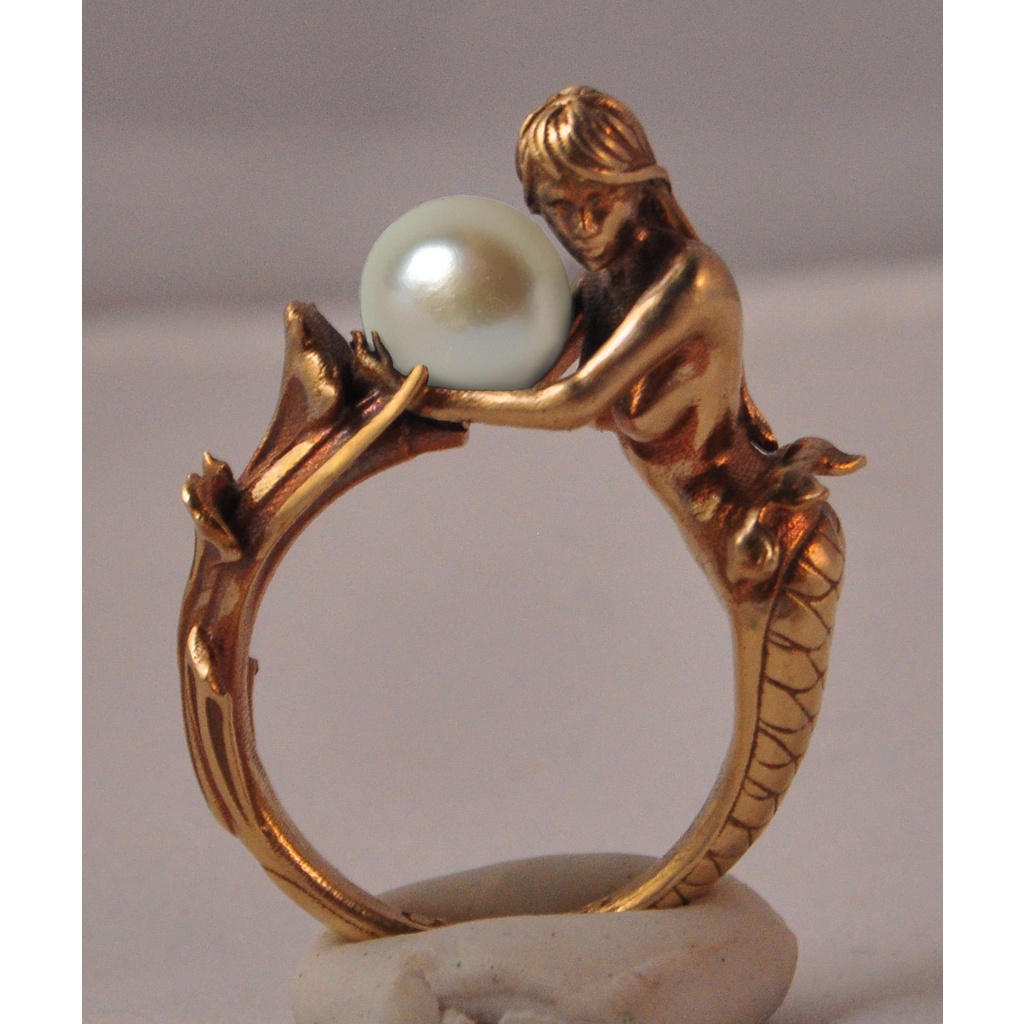 Cincin Bahan Sterling Silver 925 Desain Mermaid Warna Rose Gold Kreatif Untuk Wanita