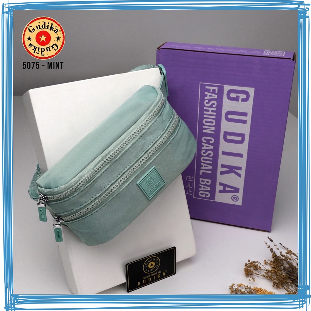 SALE GUDIKA - Waistbag Couple Trendy Import Original 5075 - Tas Wanita Pria Tas Selempang Bahu Kekinian Bahan Nylon Waterproof Anti Air - slingbag - tas mini - bag - cewek - imut - fashion - branded - santai - tas Pinggang - slempang - termurah - ori