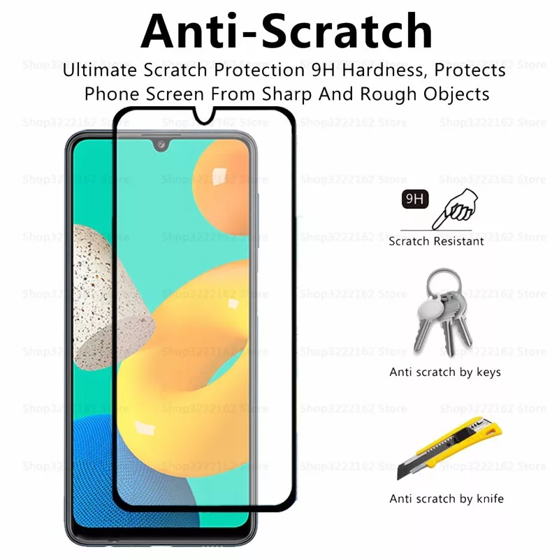 Tempered Glass Full Layar SAMSUNG M32 Screen Guard Protector Antigores List warna TG