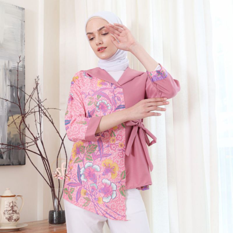 M L XL XXL  Batik wanita kantor modern batik kerja kode HRBHO 12 terlaris dan termurah