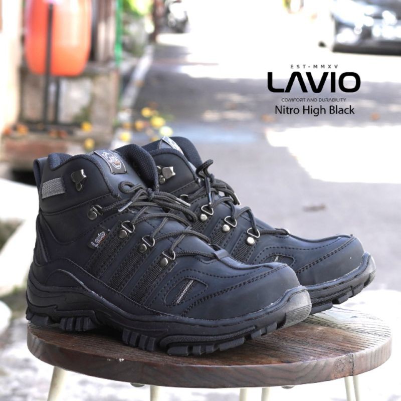 Lavio Nitro High Sepatu Safety Boots Pria Sol Karet Lentur Anti Licin