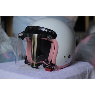 HELM BOGO CAMELIA PASTEL DEWASA KACA DATAR BENING | Shopee Indonesia