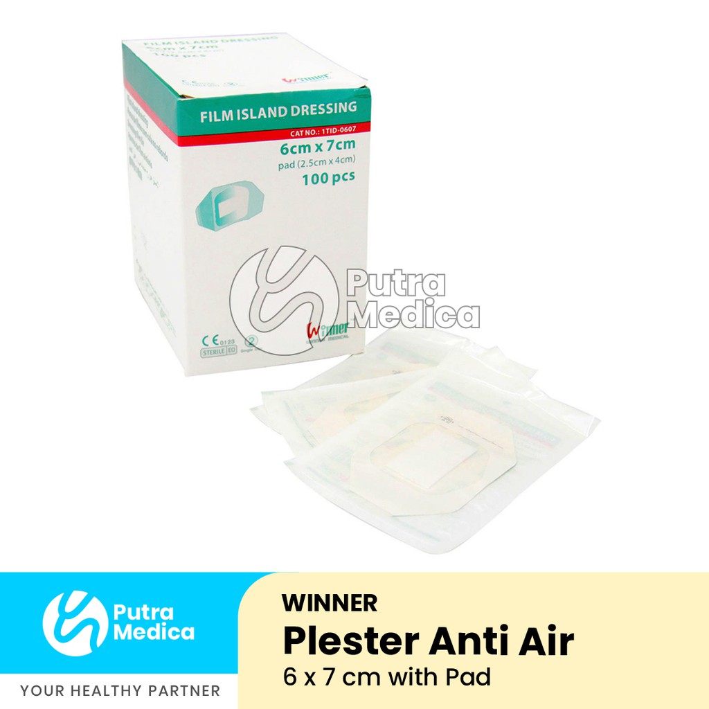 Winner Film Island Dressing with Pad [6x7cm ] - 1 Pc / Plester Anti Air dengan Bantalan / Plaster Penutup Luka Transparan