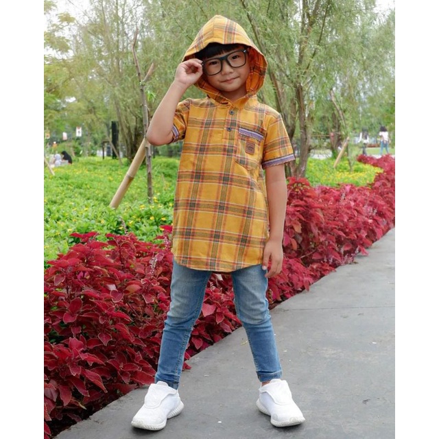 kurta anak | kurta hoodie flanel 2-8th