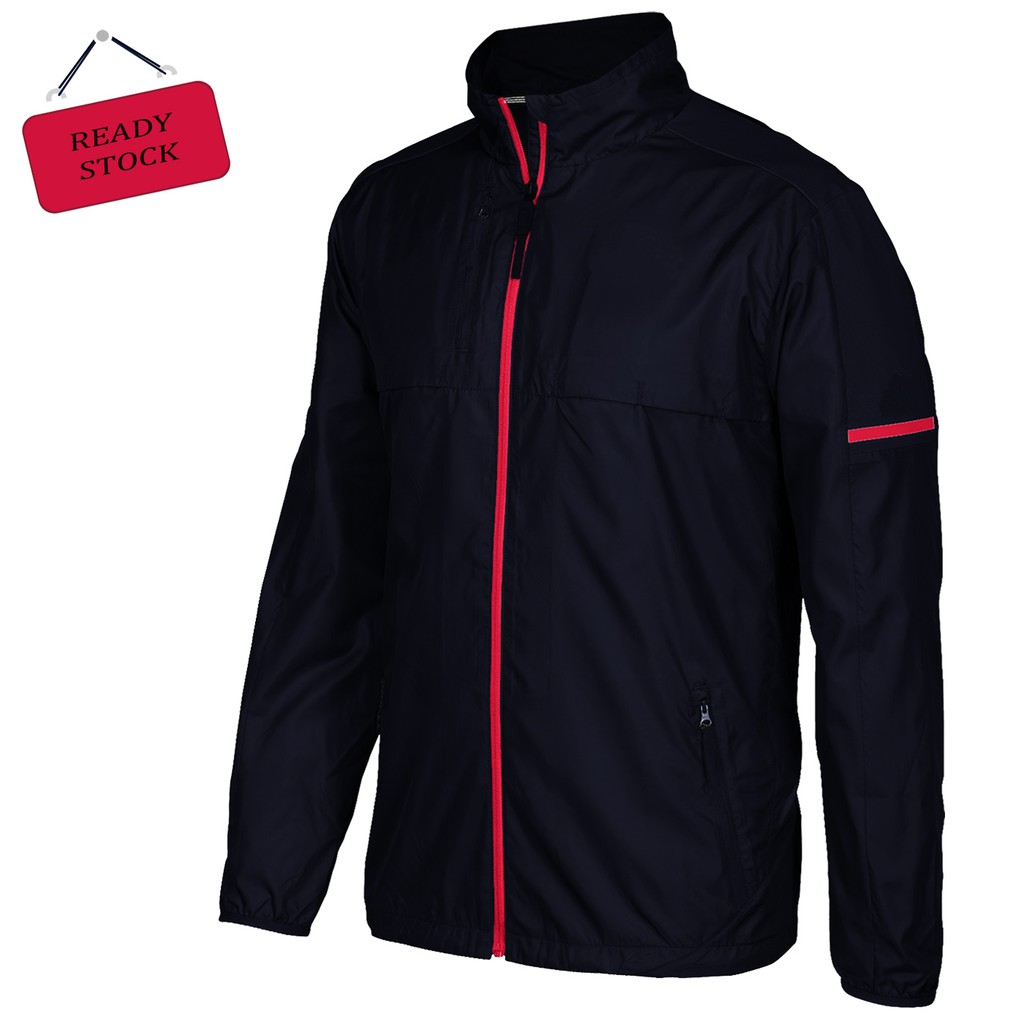 Jaket Pria Parasut Hitam Windbreaker Tanpa Logo Polos