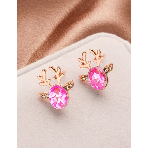 LRC Anting Tusuk Fashion Golden Water Three-dimensional Crystal Antler Earrings Q22209