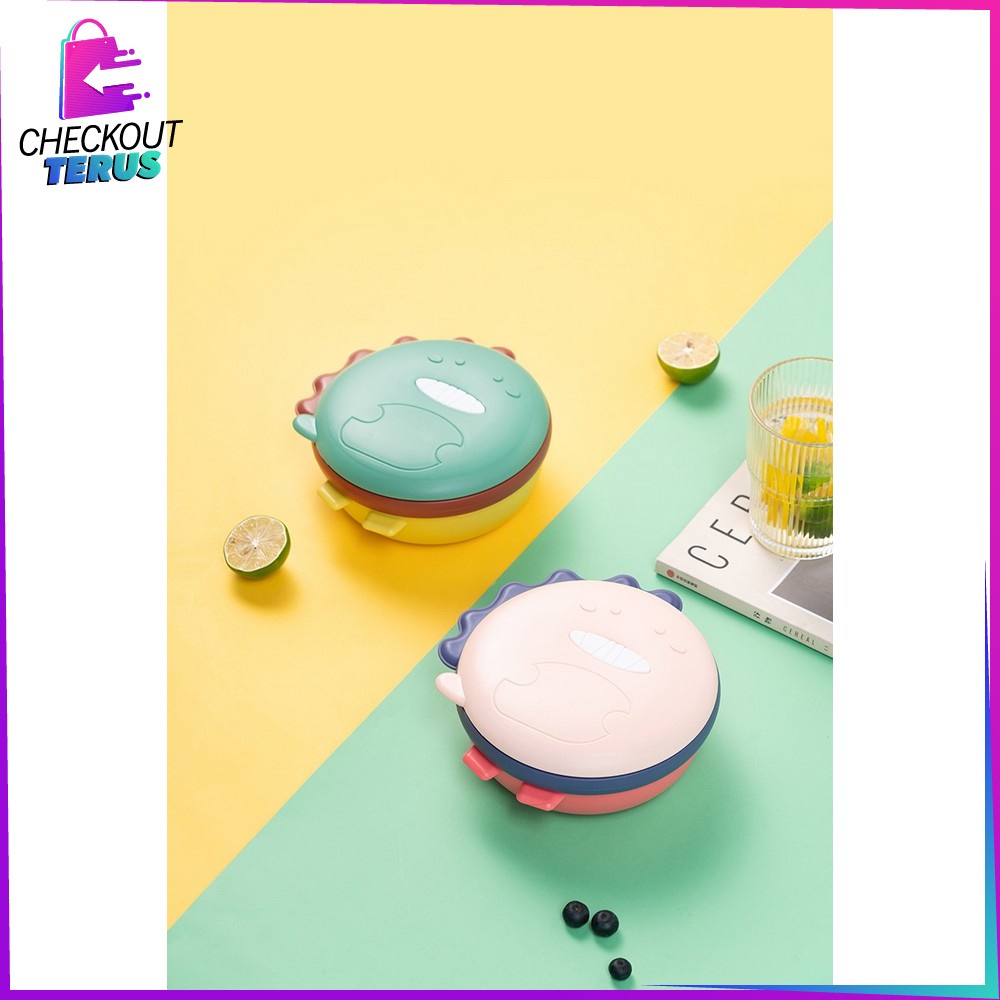 CT C354 Lunch Box Anak Stainless Karakter DINO Set BPA FREE Kotak Bekal Lucu Tempat Penyimpanan Makanan Anak Karakter