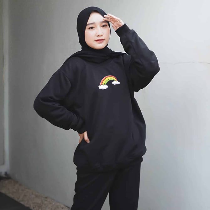 SWEATER WANITA RAINBOWS /// ATASAN WANITA LUCU FLEECE TEBAL HALUS PREMIUM KEKINIAN TERBARU''