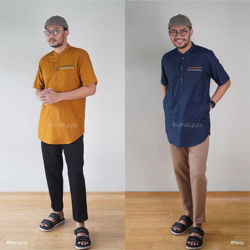Baju Kurta Bunayya Orizont Pria Dewasa Lengan Pendek Motif Polos Warna