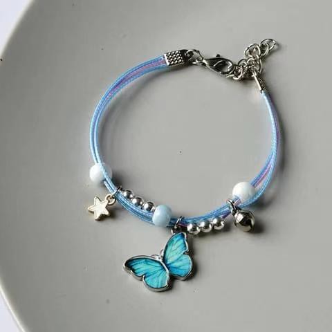 GELANG ADJUSTABLE MULTILAYER MOTIF KUPU-KUPU/BUTTERFLY BRACELETS FASHION JEWELRY GELANG WANITA-BUTTER STAR BLUE