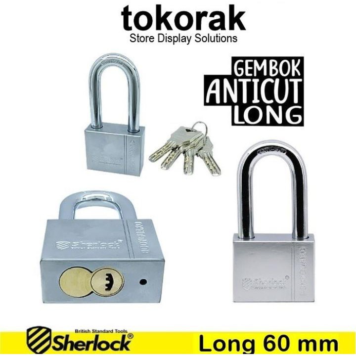 GEMBOK RUMAH ANTI CUT 60MM PANJANG SHERLOCK - GEMBOK PAGAR - COMP KEY