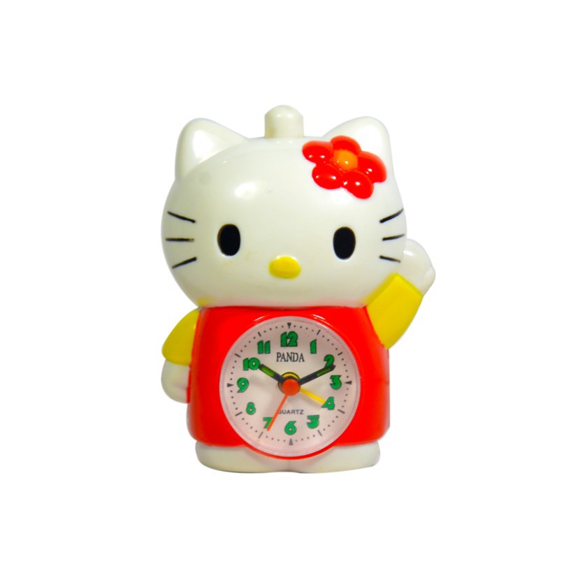 Jam Meja Weker Anak Alarm Melody Clock Hello Kitty Free Baterai D127