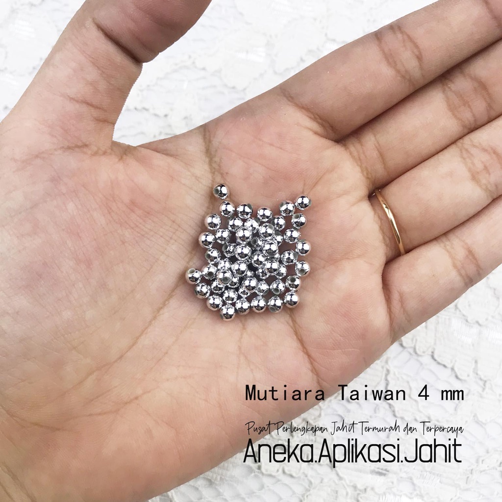 1/2 PON MUTIARA TAIWAN KILAT 4 MM - SILVER (225 GRAM)