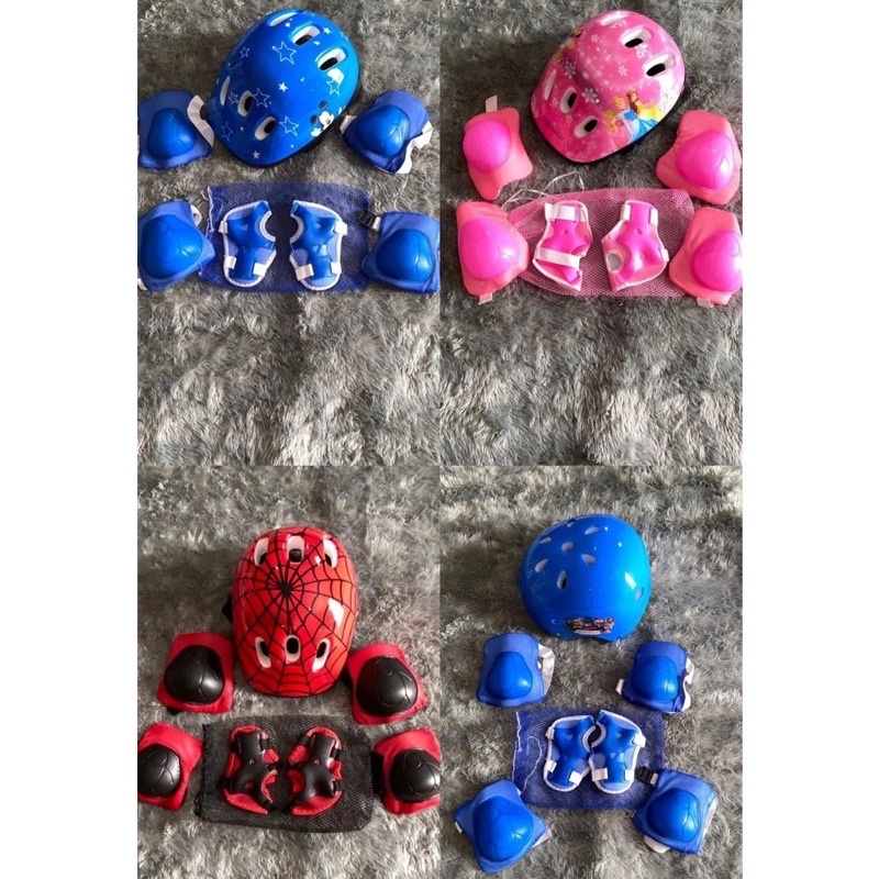 premium helm deker pelindung siku lutut sepatu roda inline skate board set anak safety helmet elbow 